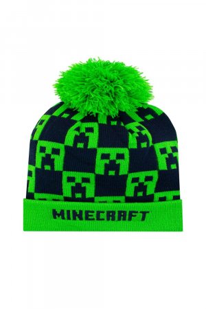 Детская шапка с помпоном , черный Minecraft