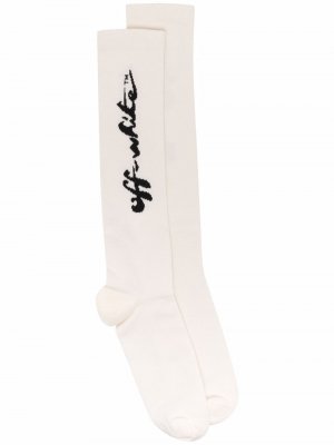 Scrip logo long socks Off-White. Цвет: белый