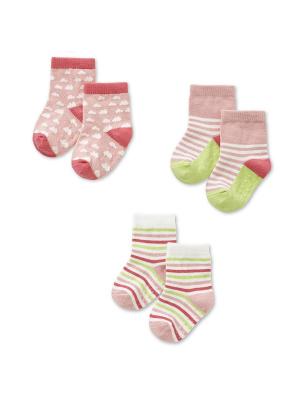 Трикотажные носочки, 3 пары HappyBabyDays. Цвет: розовый