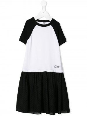 Двухцветное платье с логотипом Baby Dior. Цвет: черный