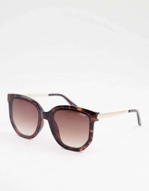 Женские круглые солнцезащитные очки черепаховой расцветки Quay Coffee Run Australia