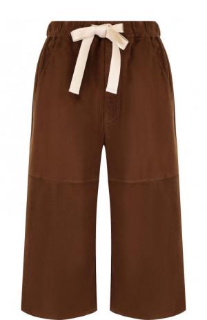 Укороченные замшевые брюки с эластичным поясом Loewe. Цвет: коричневый