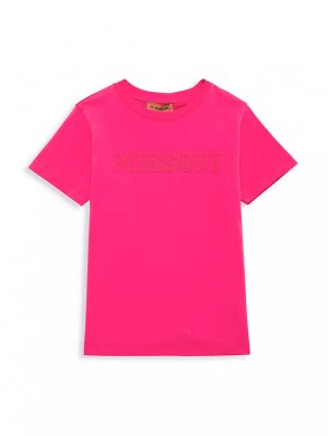 Однотонная футболка с логотипом для маленьких девочек и , розовый Missoni