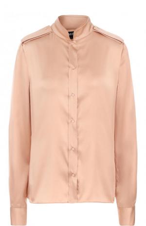 Шелковая блуза с погонами и воротником-стойкой Tom Ford. Цвет: розовый