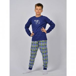 Пижама Lets Go, джемпер, брюки, манжеты, брюки с манжетами, на резинке, без капюшона, карманов, размер 146/76, синий Let's Go. Цвет: синий