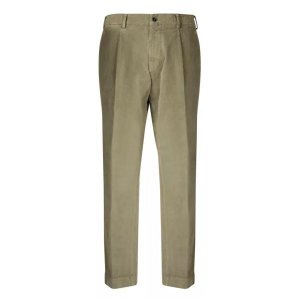Брюки cotton blend trousers Dell'Oglio, зеленый Dell'Oglio