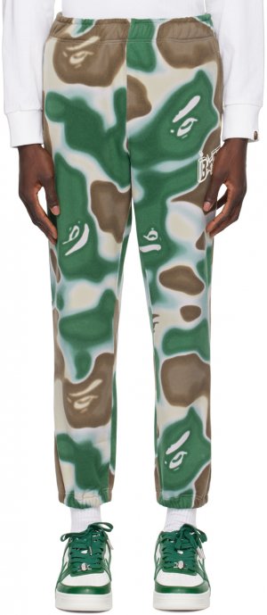 Зелено-коричневые спортивные штаны STA с жидким камуфляжем Bape