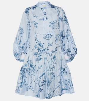 Платье-рубашка из хлопкового поплина с принтом , синий Erdem