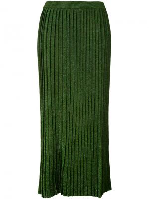 Плиссированная юбка с отделкой металлик Denia D'enia. Цвет: зелёный