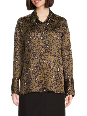 Рубашка на пуговицах Delisse с леопардовым принтом , цвет Olive Leaopard Walter Baker
