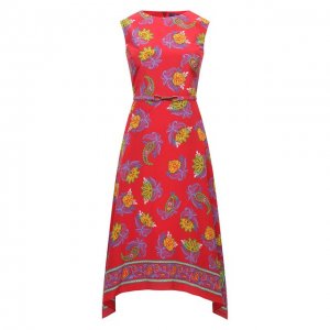 Шелковое платье Ralph Lauren. Цвет: красный
