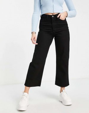 Широкие укороченные джинсы Mozik винтажного черного цвета Monki