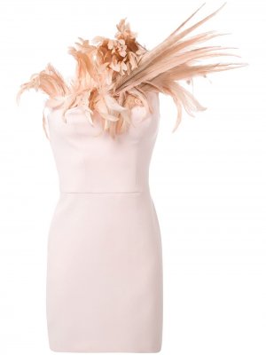Платье с перьями Isabel Sanchis. Цвет: розовый