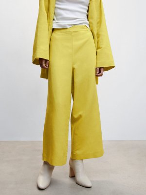 Укороченные льняные брюки , ярко-желтые Mango