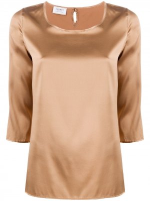 Блузка с круглым вырезом и рукавами три четверти Snobby Sheep. Цвет: коричневый