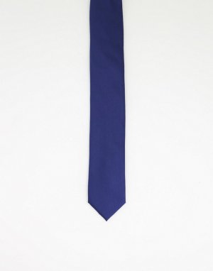 Синий однотонный атласный галстук -Темно-синий Gianni Feraud