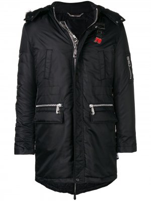 Приталенное пальто Philipp Plein. Цвет: черный