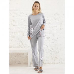 Пижама женская с брюками и свитшотом Relax Mode. Цвет: серый