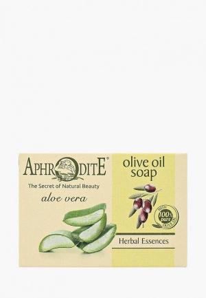Мыло Aphrodite оливковое, с алоэ вера, 100 г. Цвет: зеленый