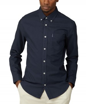 Мужская культовая оксфордская рубашка с одним карманом и длинными рукавами на пуговицах , темно-синий Ben Sherman