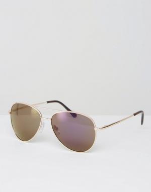 Солнцезащитные очки‑авиаторы с зеркальными стеклами Missguided. Цвет: фиолетовый