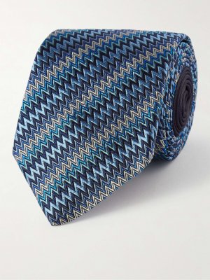 Полосатый шелковый галстук 8,5 см, синий Missoni