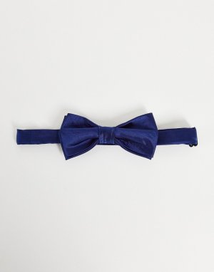 Однотонный атласный галстук-бабочка -Темно-синий Gianni Feraud