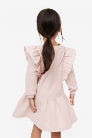 Спортивное трикотажное платье с рюшами , розовый H&M