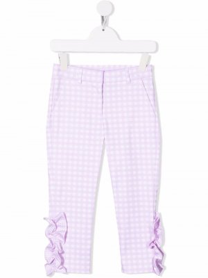 Check-print ruffle-detail trousers Simonetta. Цвет: розовый