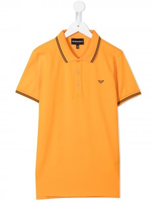 Рубашка поло с контрастными полосками Emporio Armani Kids. Цвет: желтый