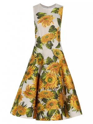 Коктейльное платье Sunflower Fil Coupe Oscar De La Renta, цвет yellow ivory Renta
