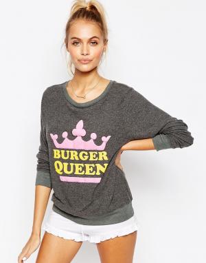 Пижамный топ с длинными рукавами Burger Queen Wildfox. Цвет: серый