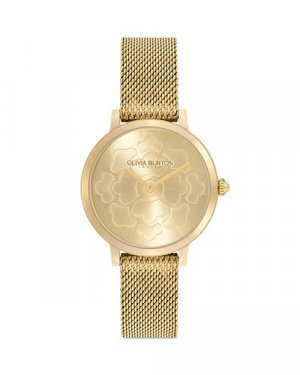 Ультратонкие часы с цветочным принтом, 28 мм , цвет Gold Olivia Burton