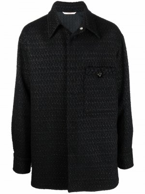 Куртка-рубашка с эффектом металлик Valentino. Цвет: черный