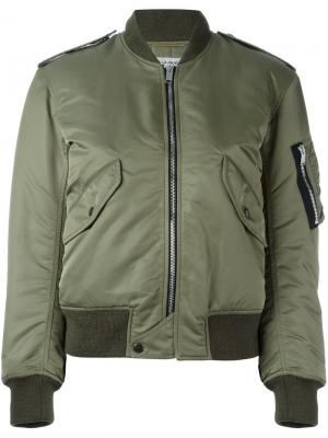 Классическая куртка бомбер Saint Laurent. Цвет: зелёный