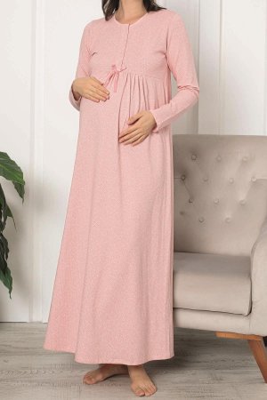 Ночная рубашка для беременных с длинными рукавами из хлопка и лайкры NICOLETTA
