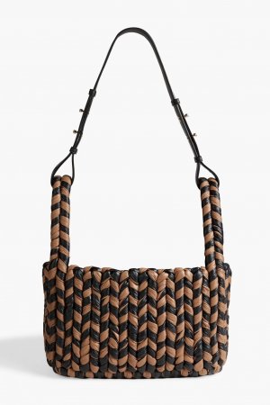 Двухцветная сумка через плечо Busket из плетеной веганской кожи , светло-коричневый Nanushka