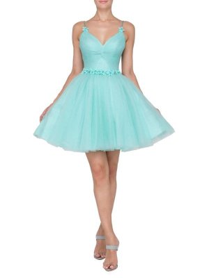 Кружевное платье с вырезом сердечком, голубой Terani Couture