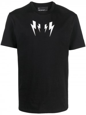 Thunderbolt mirror-print crew-neck T-shirt Neil Barrett. Цвет: черный