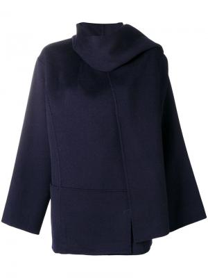 Пальто в стиле оверсайз с шалью Paule Ka. Цвет: синий