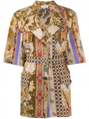 Пиджак с поясом и цветочным принтом Pierre-Louis Mascia. Цвет: нейтральные цвета