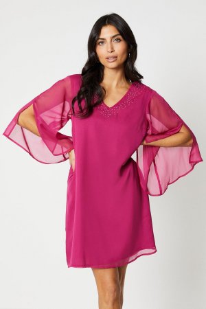 Платье прямого кроя Hotfix с V-образным вырезом , розовый Wallis