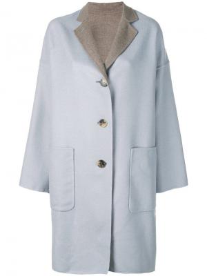 Пальто в стиле оверсайз на пуговицах Alberto Biani. Цвет: синий