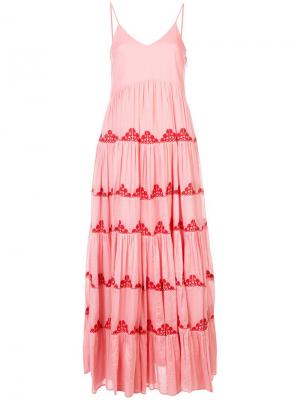 Платье макси с плиссировкой Carolina K. Цвет: розовый и фиолетовый
