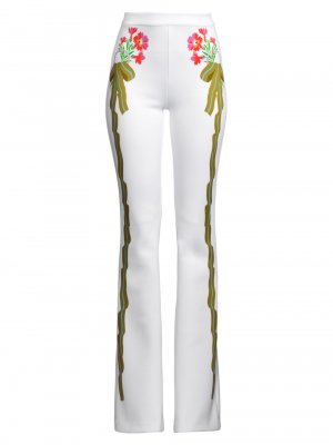 Эластичные расклешенные брюки с цветочным принтом , белый Cynthia Rowley