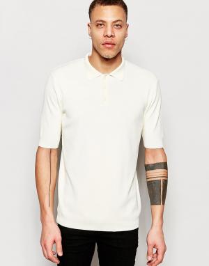 Трикотажная футболка-поло с короткими рукавами ADPT. Цвет: белый