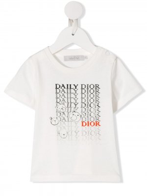 Футболка с логотипом Baby Dior. Цвет: белый