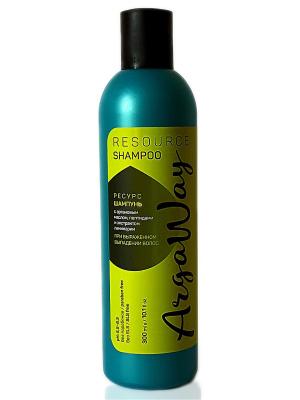 Ресурс-шампунь с аргановым маслом, пептидами и экстрактом ламинарии при выраженном выпадении волос ARGAWAY. Цвет: светло-голубой
