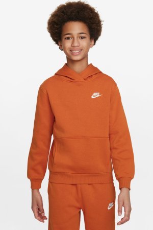 Флисовый пуловер Club с капюшоном , оранжевый Nike