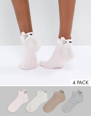 4 пары носков New Look. Цвет: бежевый
